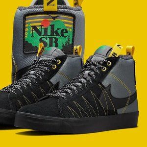 Nike SB Zoom Blazer Mid Cool Grey Yellow Green Acclimate Men's 10.5 Skate Shoes